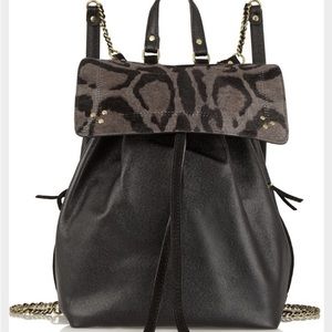 JEROME DREYFUSS FLORENT GRAY LEOPARD LEATHER BACKPACK WITH CALFHAIR EXCEL COND